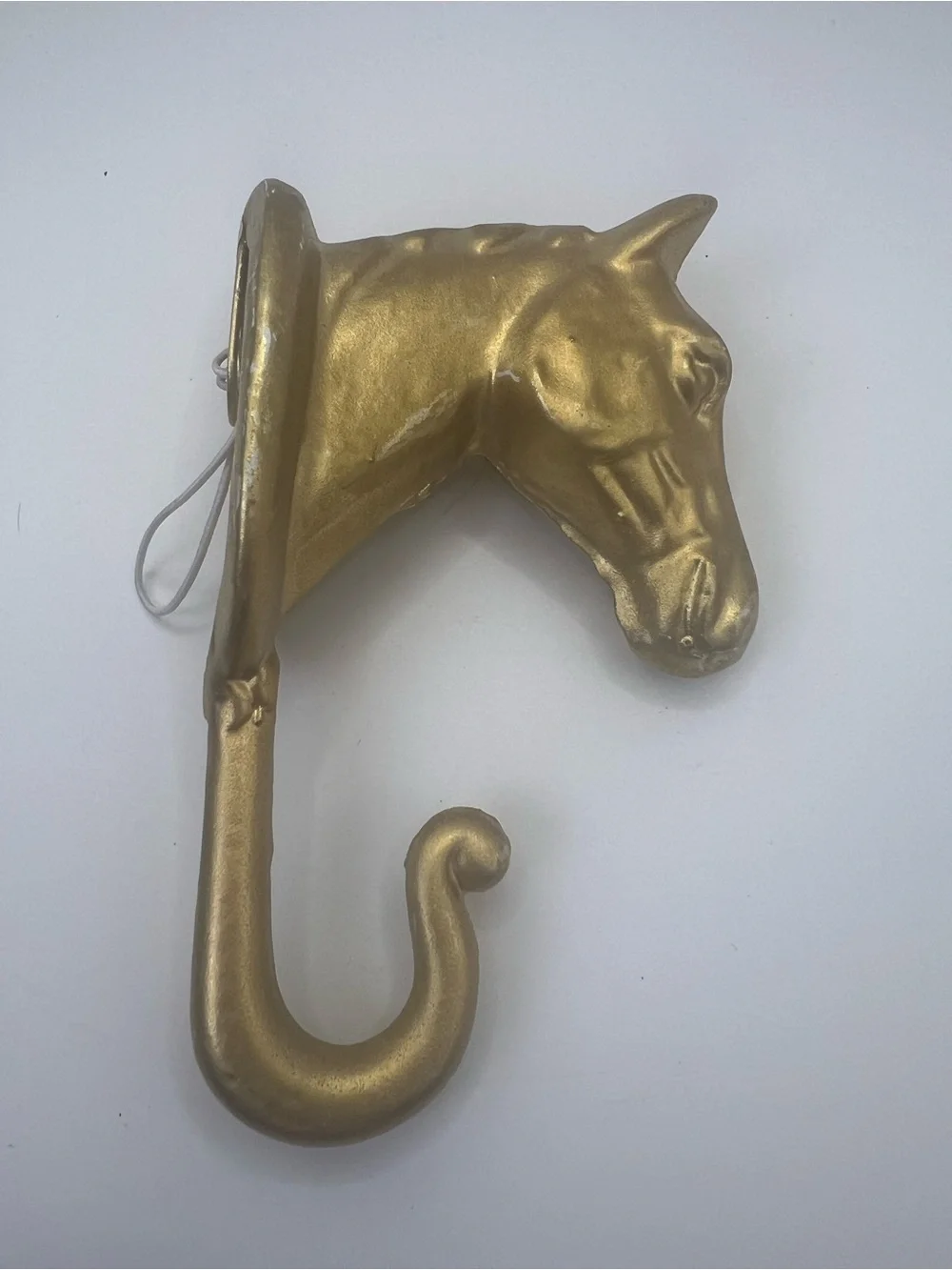 Vintage Style Brass Horse Head Wall Hook Gold Equestrian Home Decor